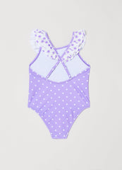 Ovs Kids Girl One-Piece Swimsuit With Flounce And Polka Dot Print