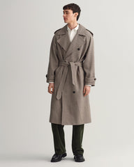 Gant Houndstooth Wool Trench Coat