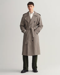 Gant Houndstooth Wool Trench Coat