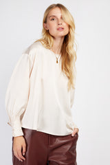 Little Mistress Cream Satin Top