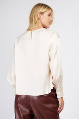 Little Mistress Cream Satin Top