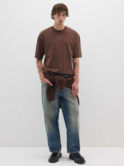 OVS Brown Boxy Fit Pure Cotton T-Shirt