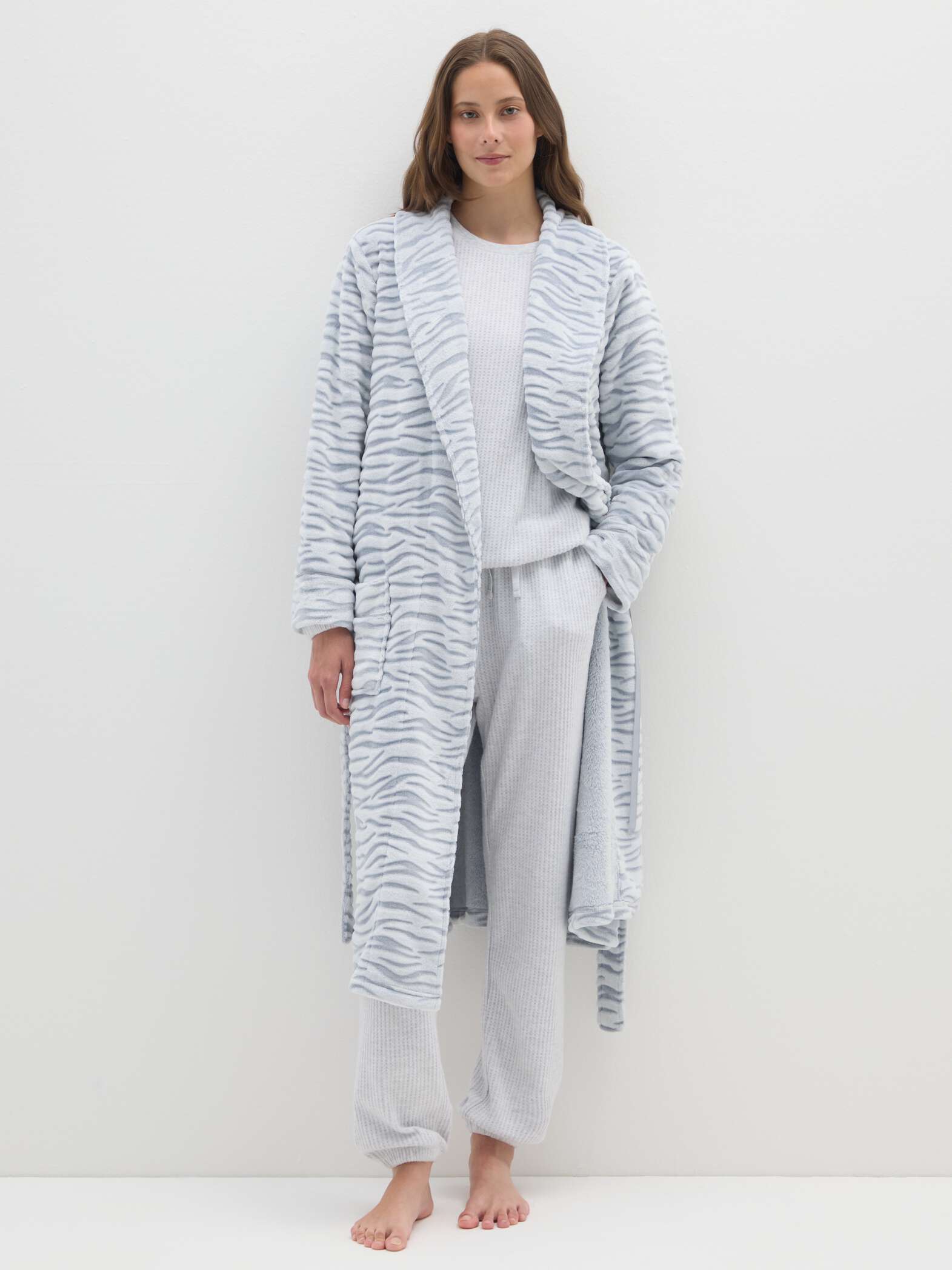 OVS Multicolour Dressing Gown With Belt And Pockets