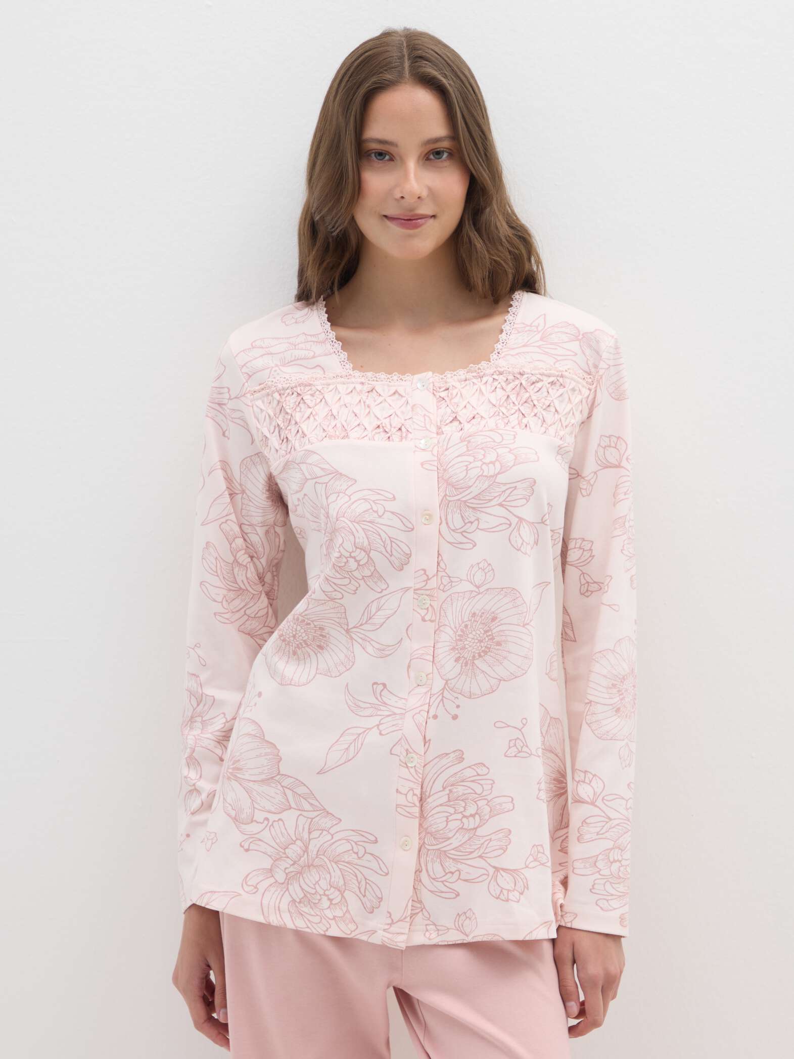 OVS Pink Pure Cotton Regular Fit Pyjamas With Buttons