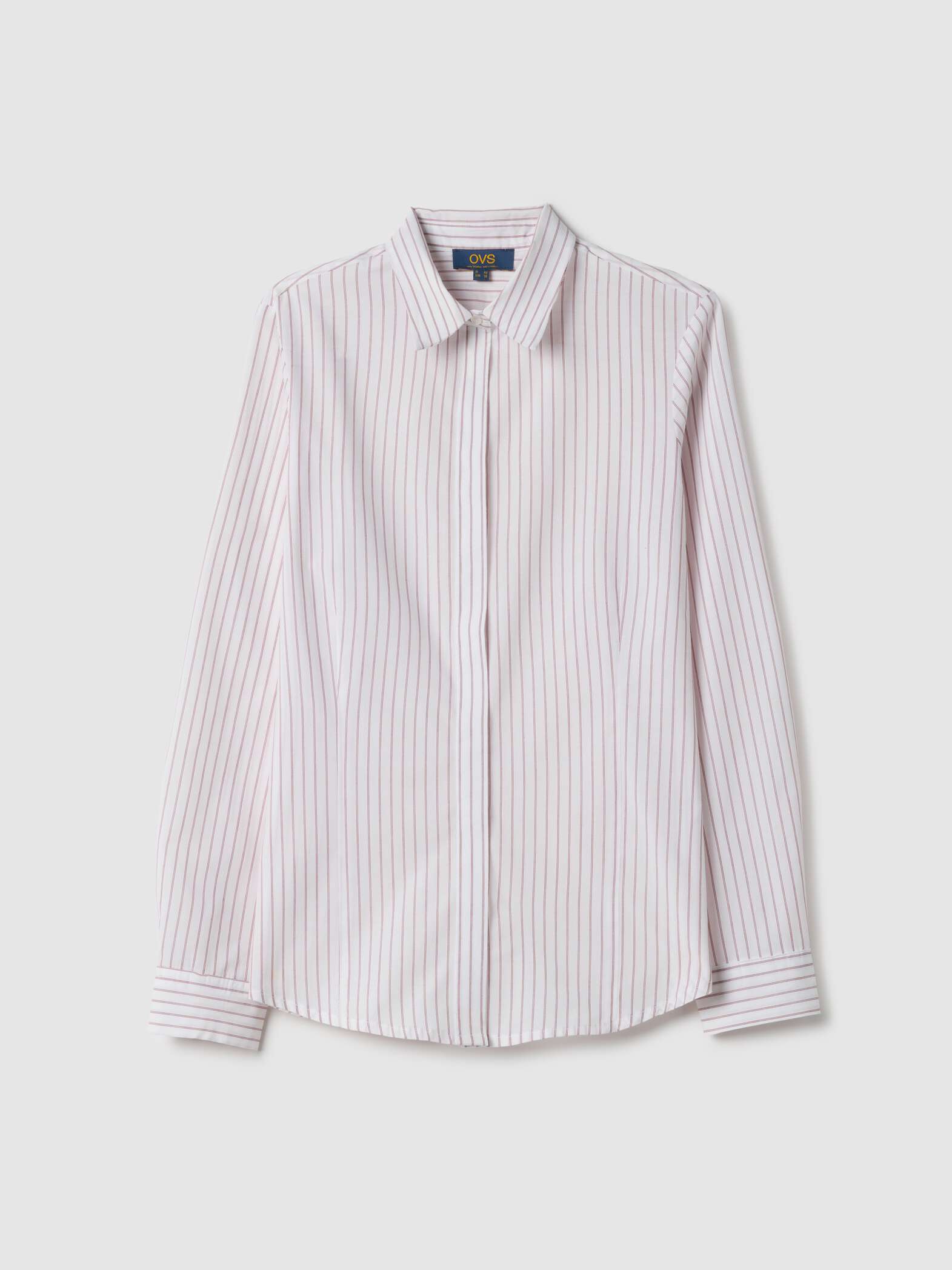 OVS Multicolour striped slim fit cotton blend shirt with classic collar