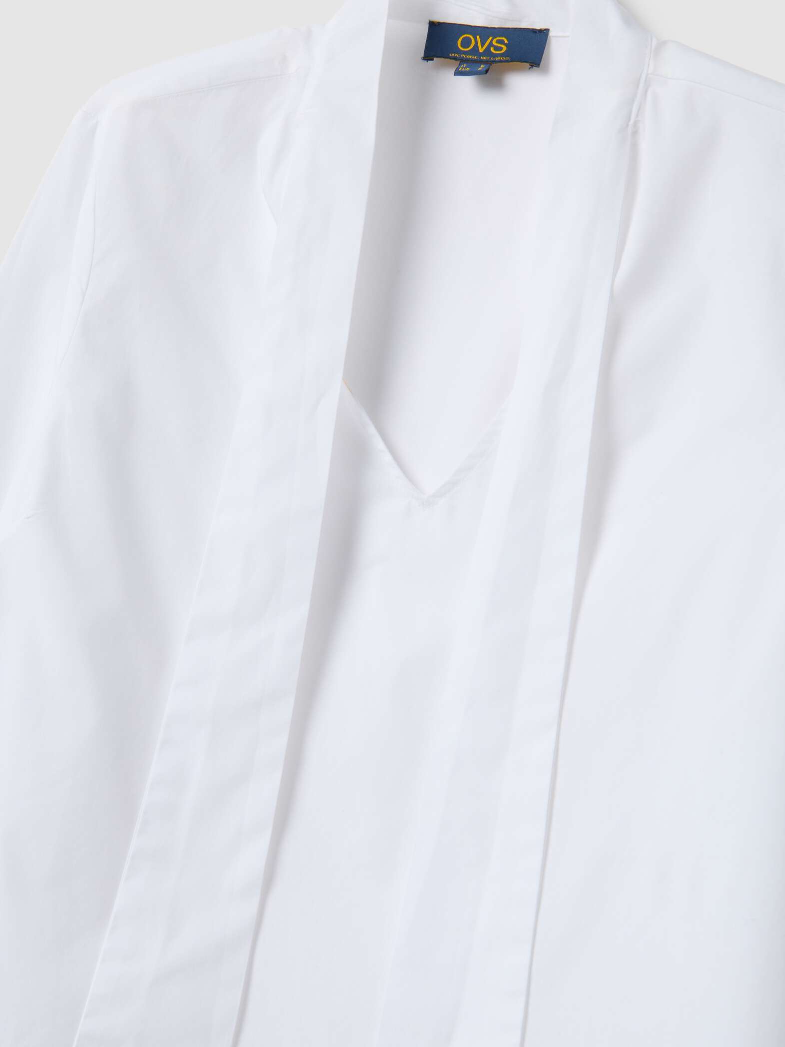 OVS White pure cotton regular fit shirt with ribbon collar