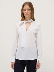 OVS White pure cotton regular fit shirt with ribbon collar