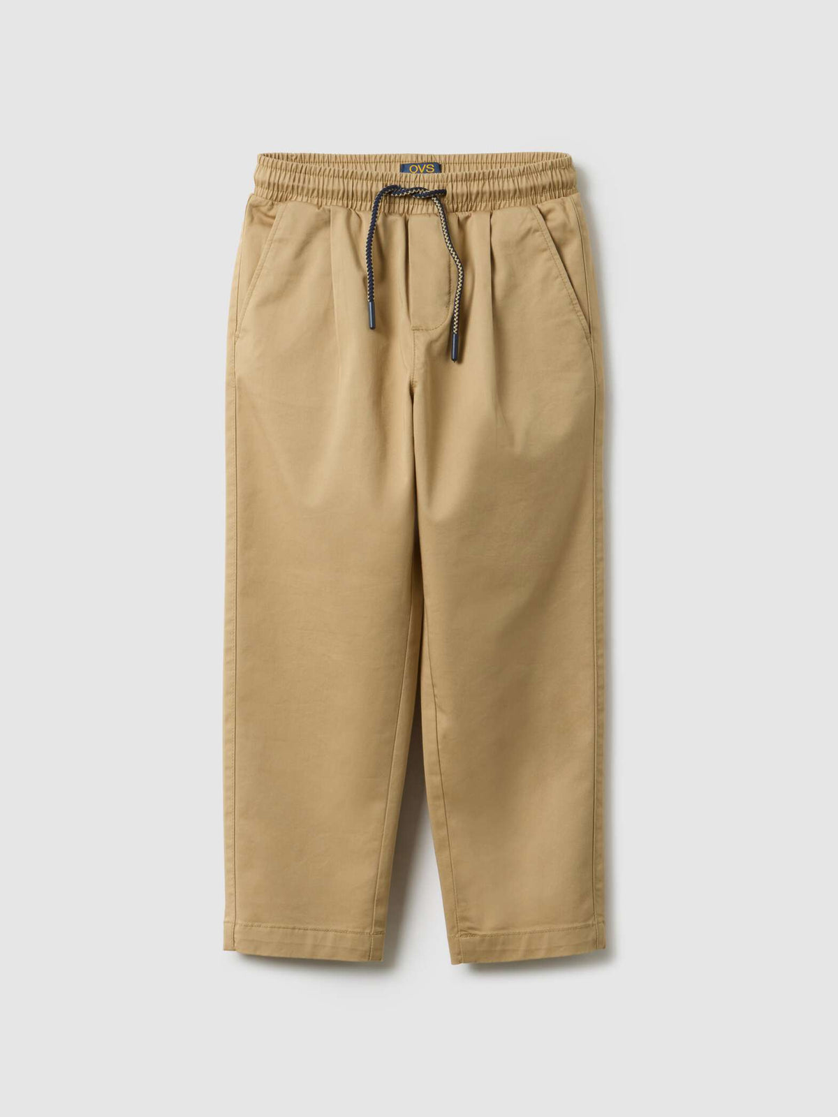 OVS Beige Stretch Cotton Jogger Trousers for Kids