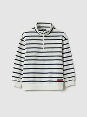 OVS Kids' White Striped Sweatshirt with Half-Zip