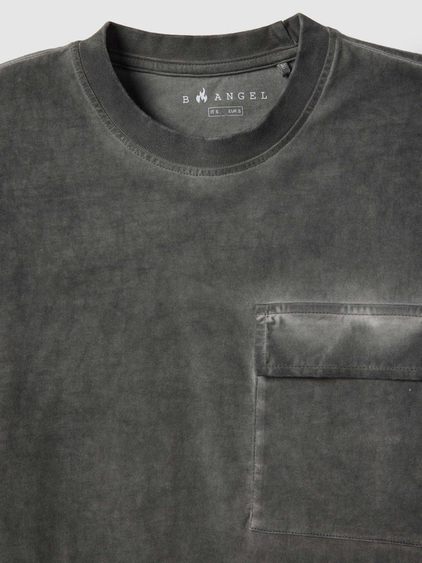 OVS Grey pure cotton regular fit T-shirt with pocket