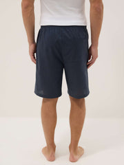 OVS Blue Cotton And Linen Blend Pyjama Shorts, Regular Fit
