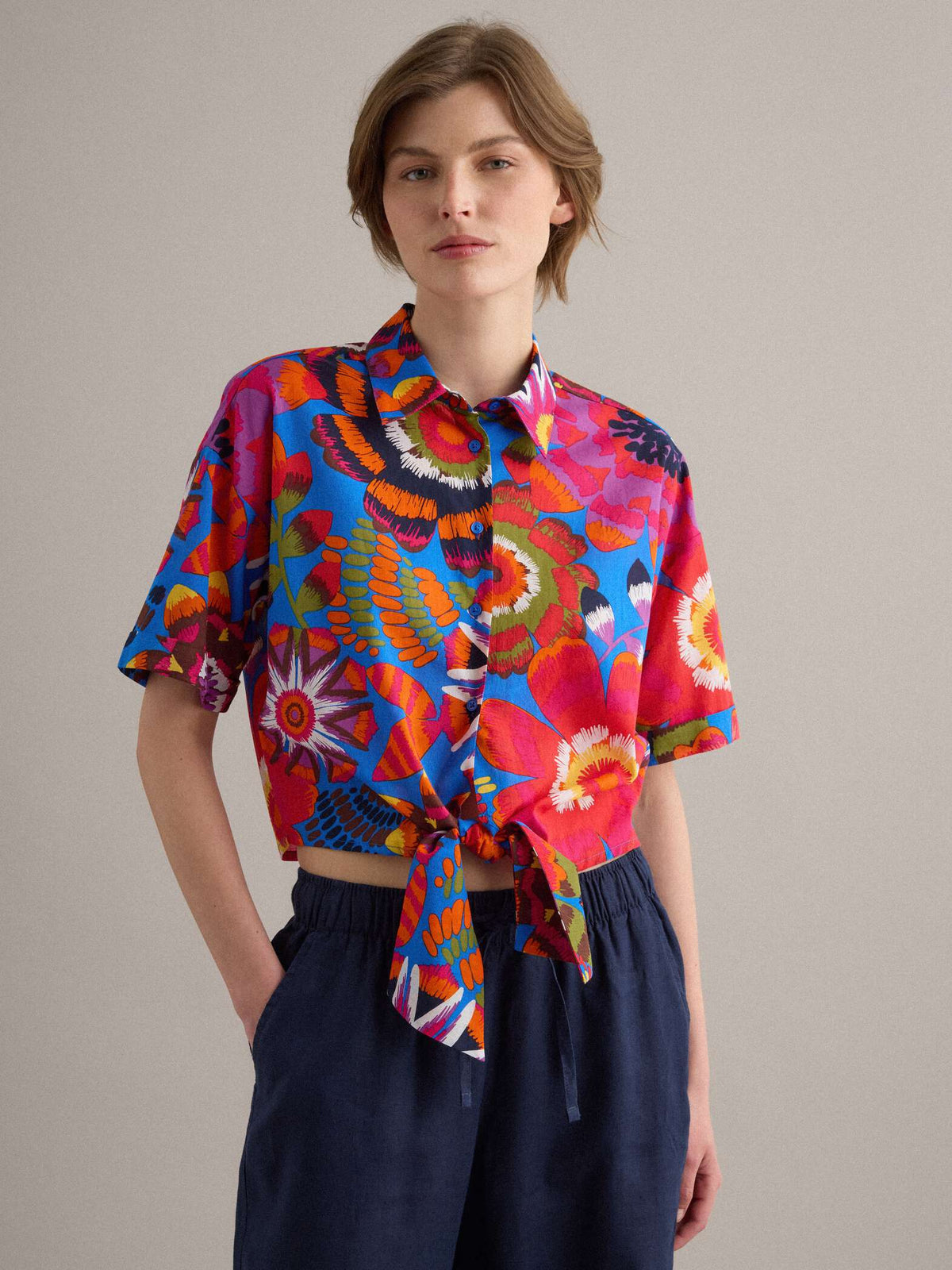 OVS Multicoloured Pure Cotton Crop Shirt