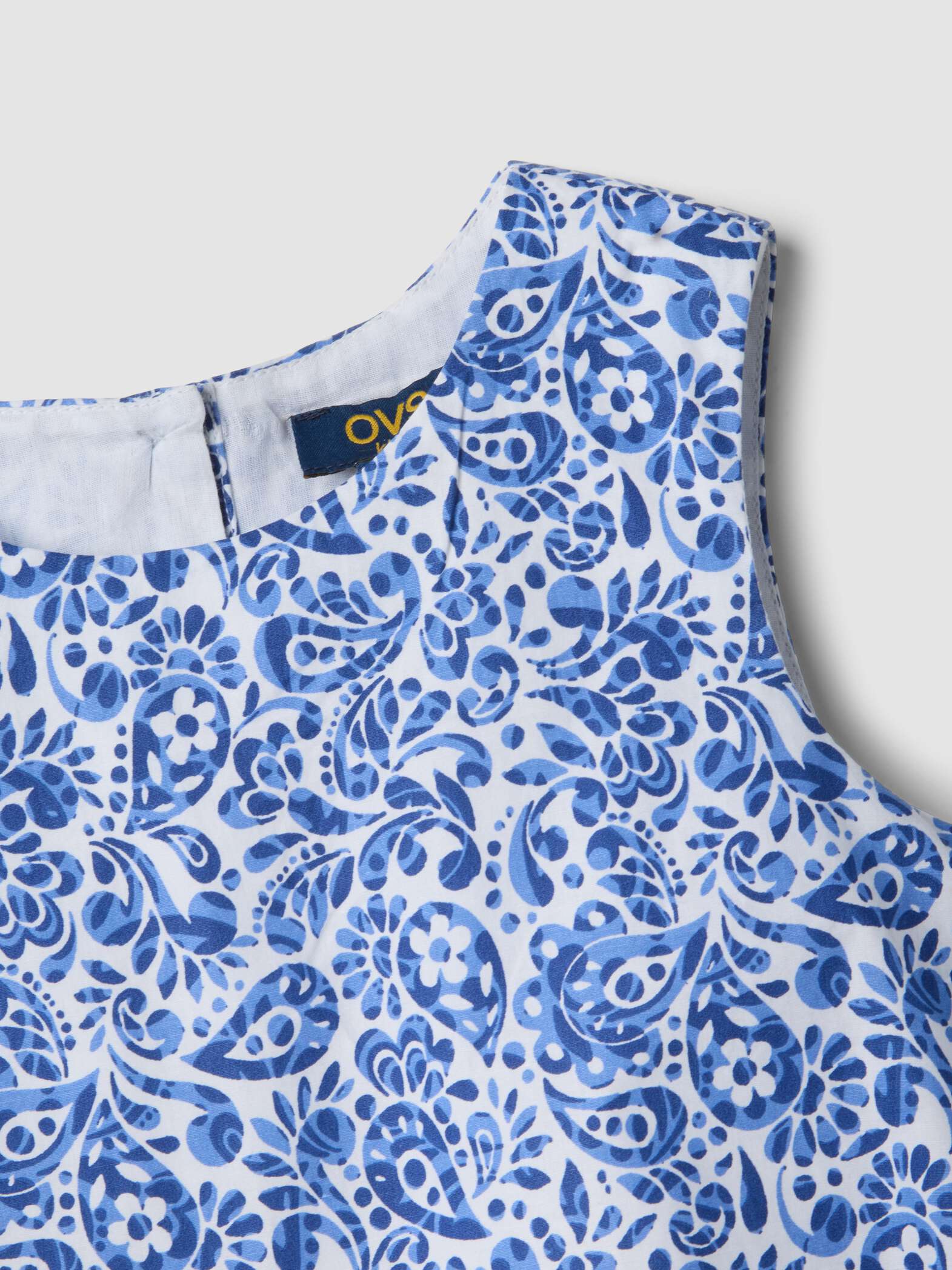OVS Blue Pure Cotton Mini Dress With Floral Print