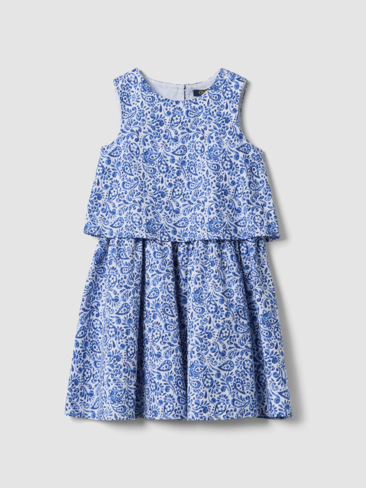 OVS Blue Pure Cotton Mini Dress With Floral Print