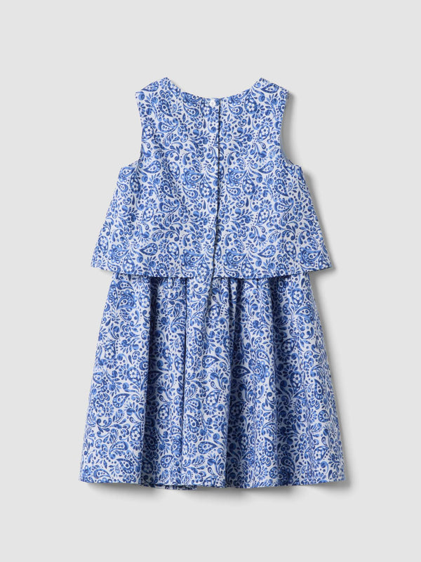 OVS Blue Pure Cotton Mini Dress With Floral Print