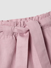 OVS Pink Linen And Cotton Blend Shorts With Belt For Girls, Regular Fit