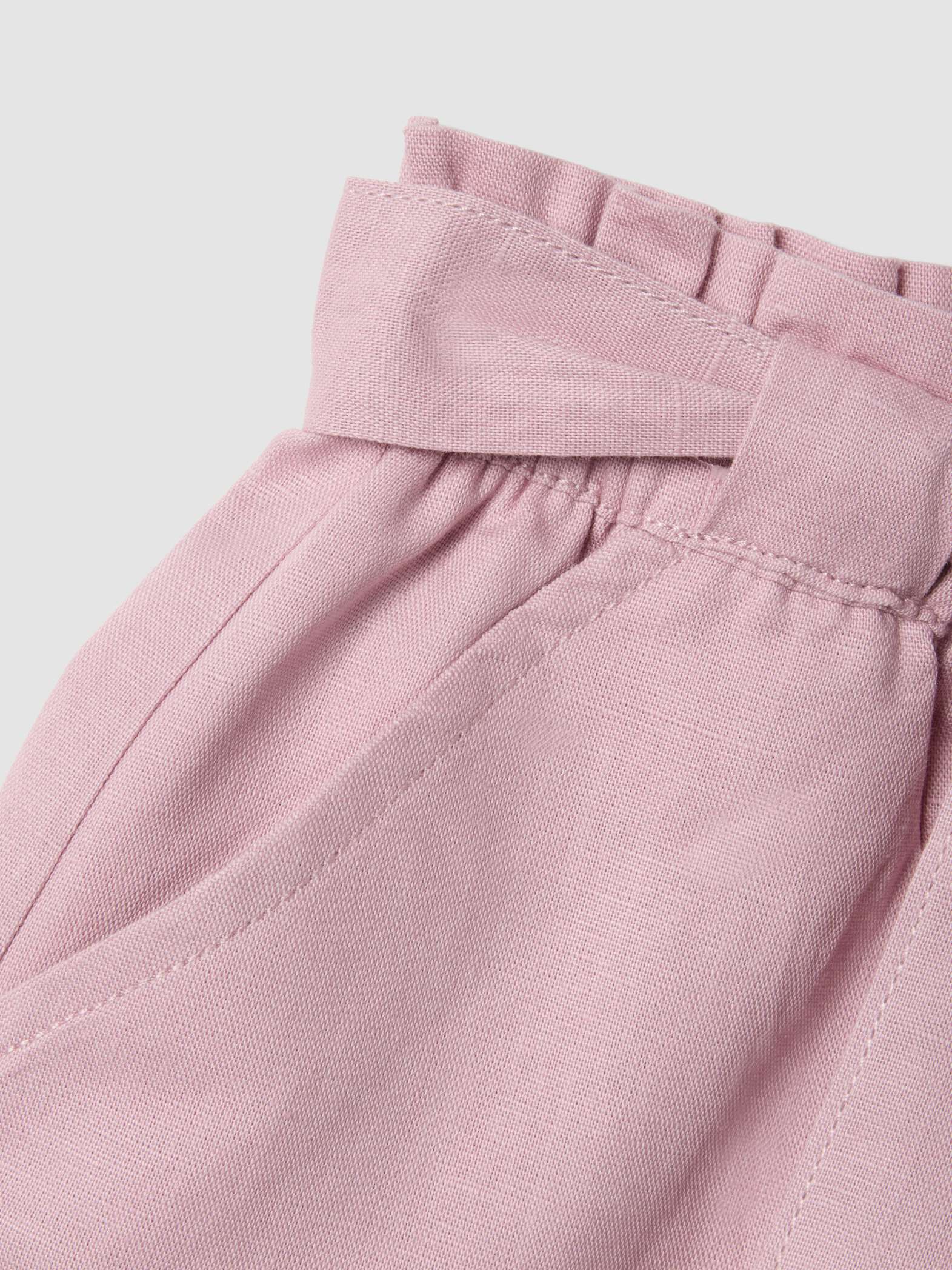 OVS Pink Linen And Cotton Blend Shorts With Belt For Girls, Regular Fit