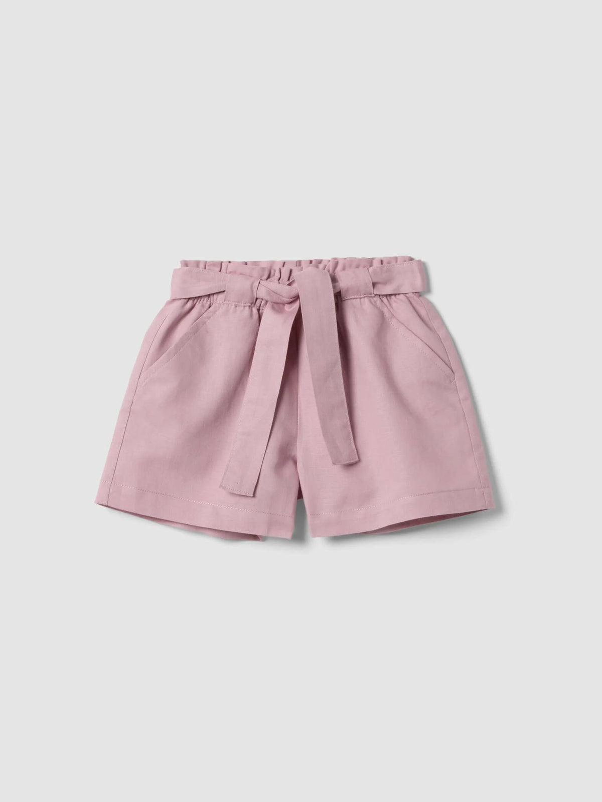 OVS Pink Linen And Cotton Blend Shorts With Belt For Girls, Regular Fit