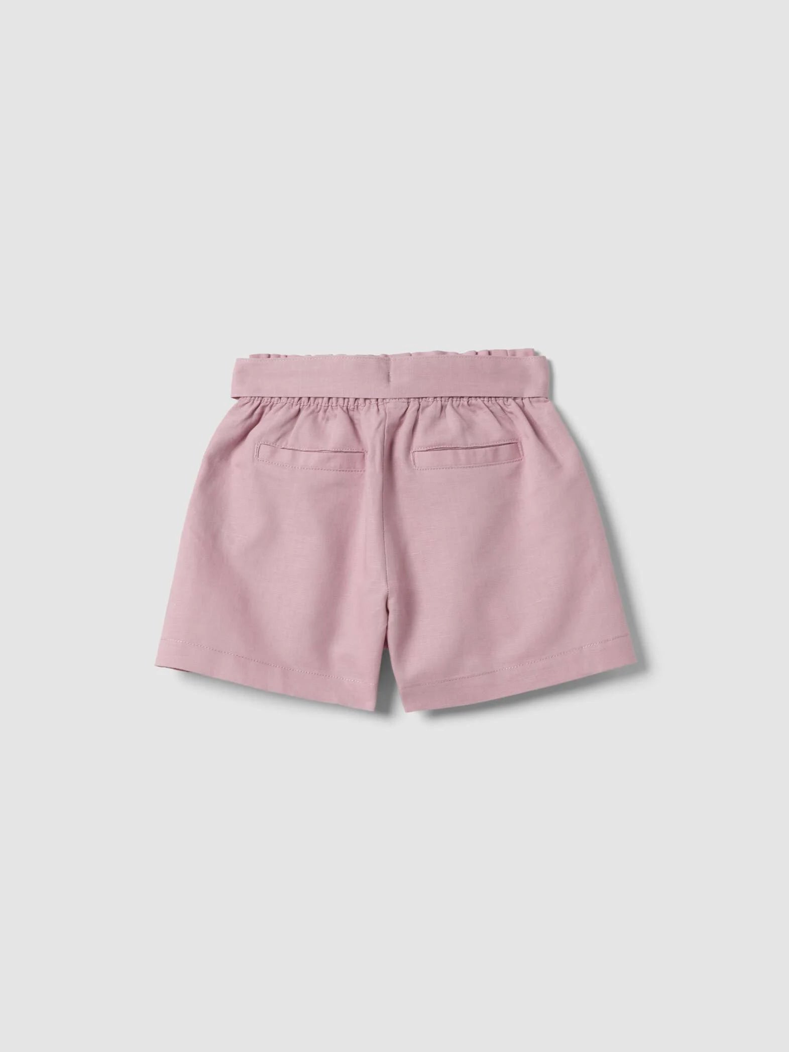 OVS Pink Linen And Cotton Blend Shorts With Belt For Girls, Regular Fit