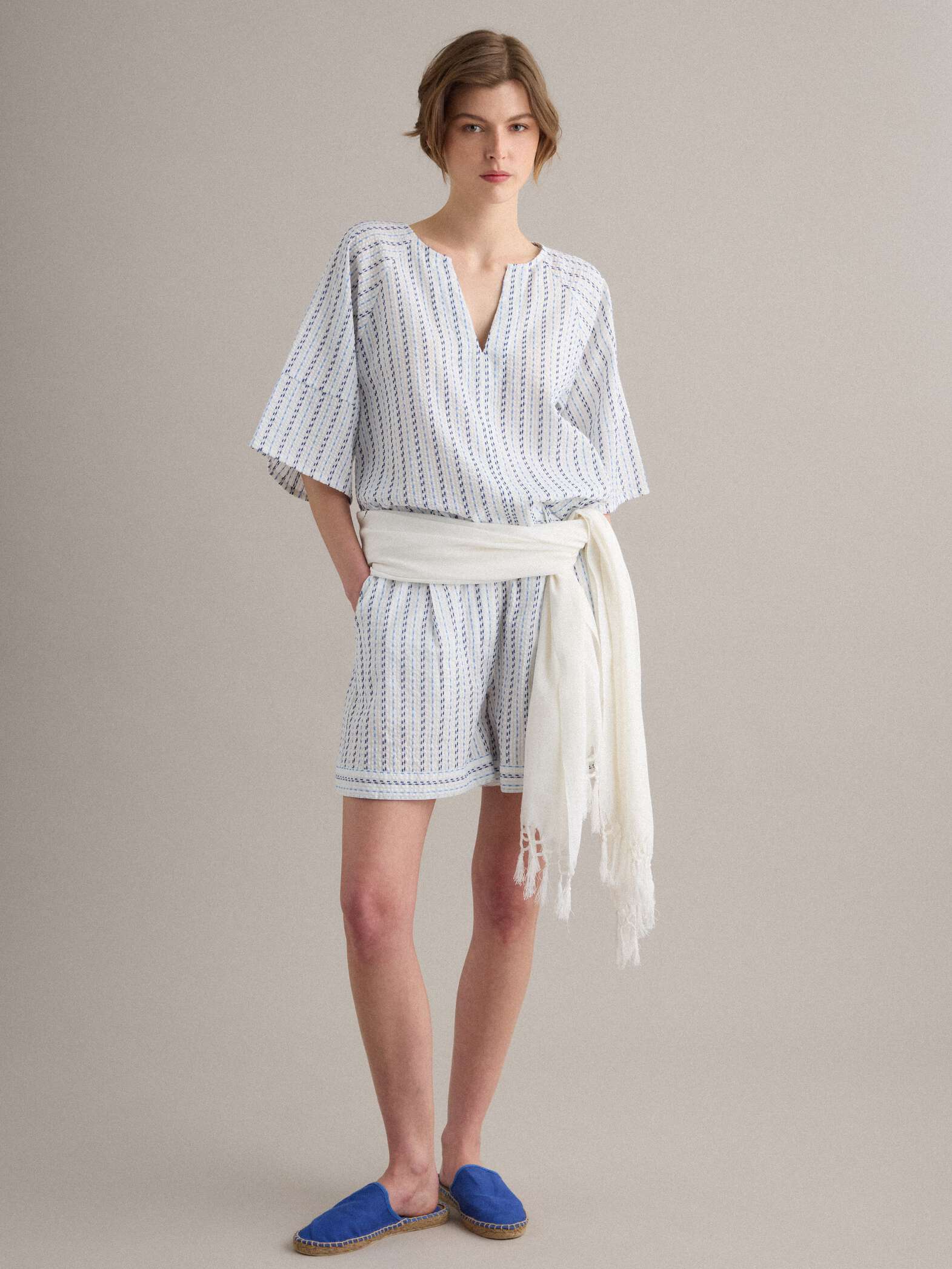 OVS White Pure Cotton Striped Shirt