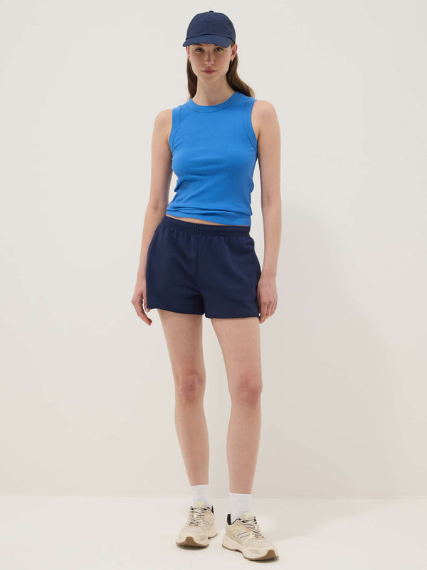 OVS Blue Fitted Ribbed Stretch-Cotton Tank Top