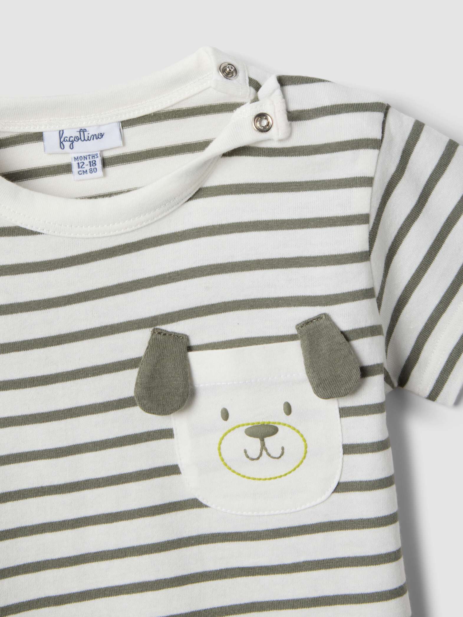 OVS Boys Pure Cotton Multicolour Striped T-Shirt With Dog Pocket