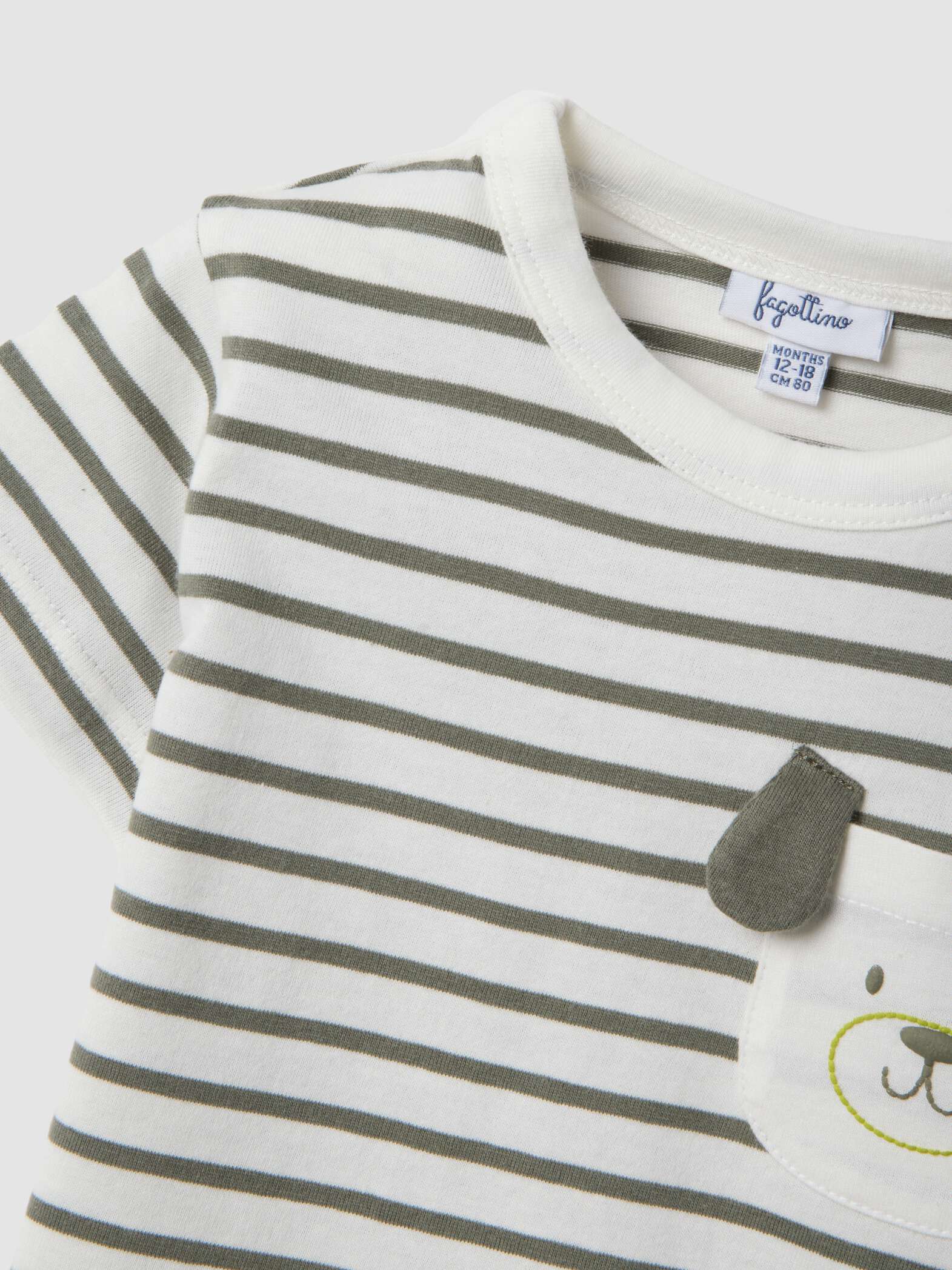 OVS Boys Pure Cotton Multicolour Striped T-Shirt With Dog Pocket
