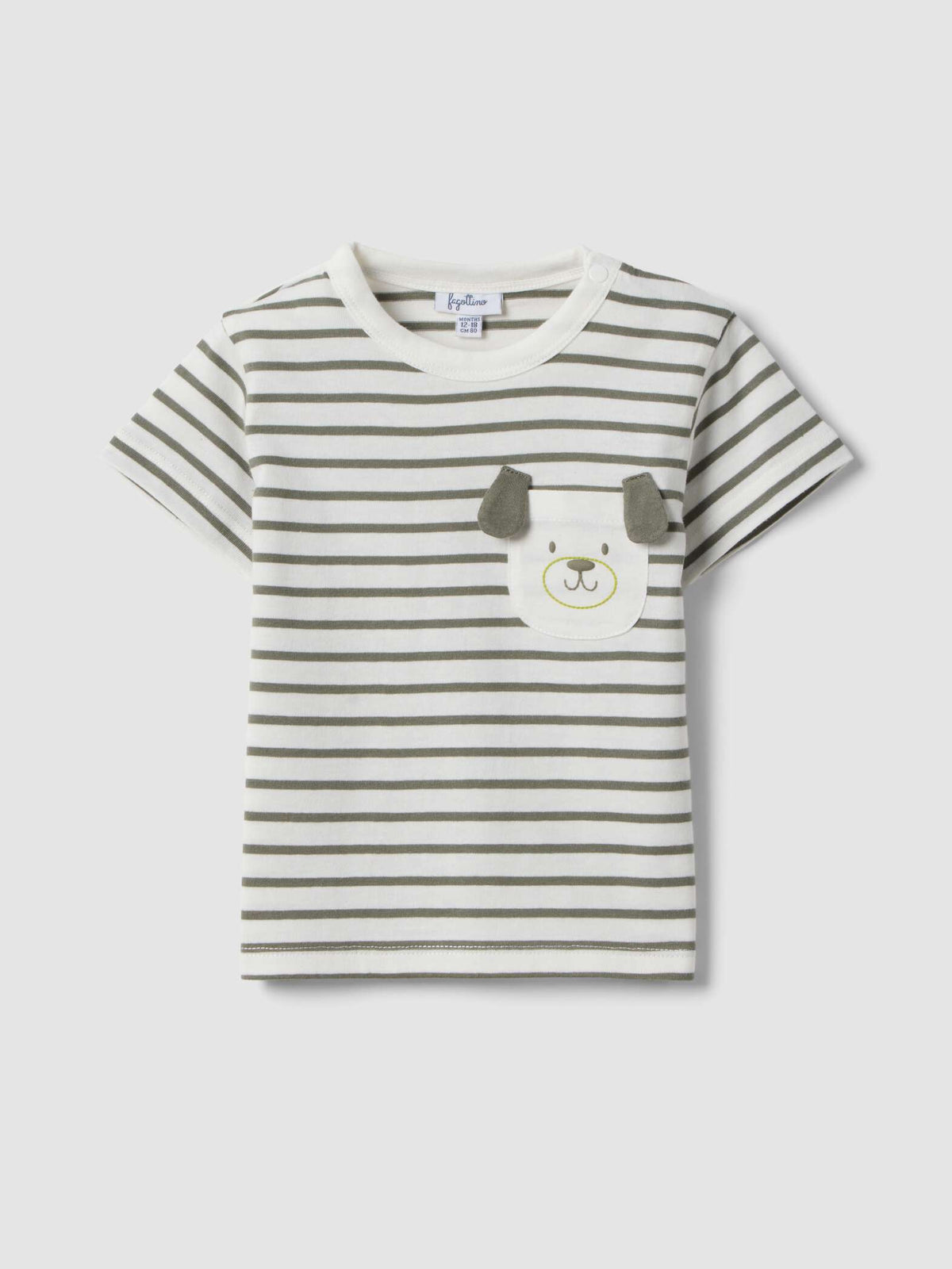 OVS Boys Pure Cotton Multicolour Striped T-Shirt With Dog Pocket