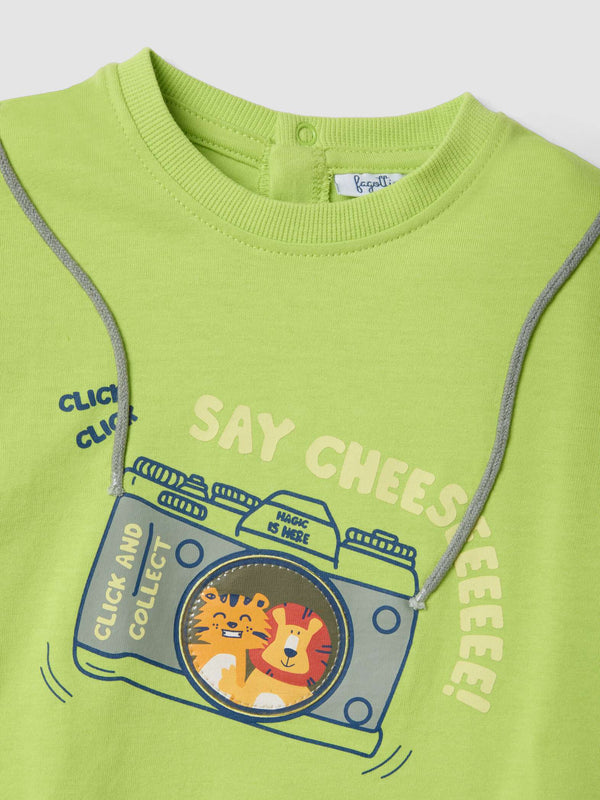 OVS Green Short-Sleeve Pure Cotton T-Shirt