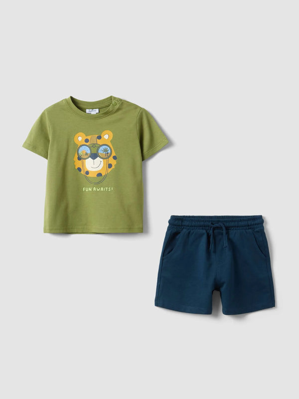 OVS Multicolour Pure Cotton Children'S Set Regular Fit With Tiger