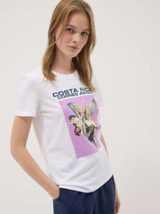 OVS White Pure Cotton T-Shirt With Front Print