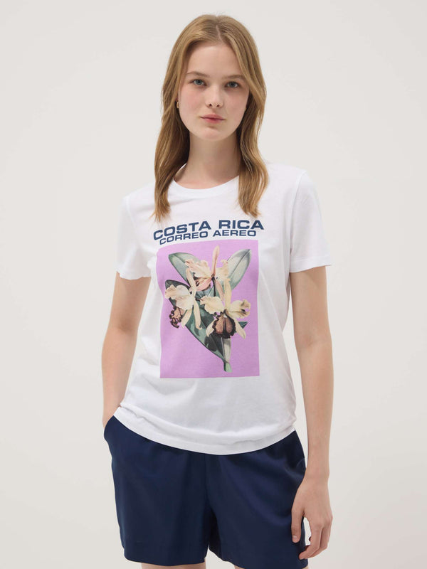 OVS White Pure Cotton T-Shirt With Front Print