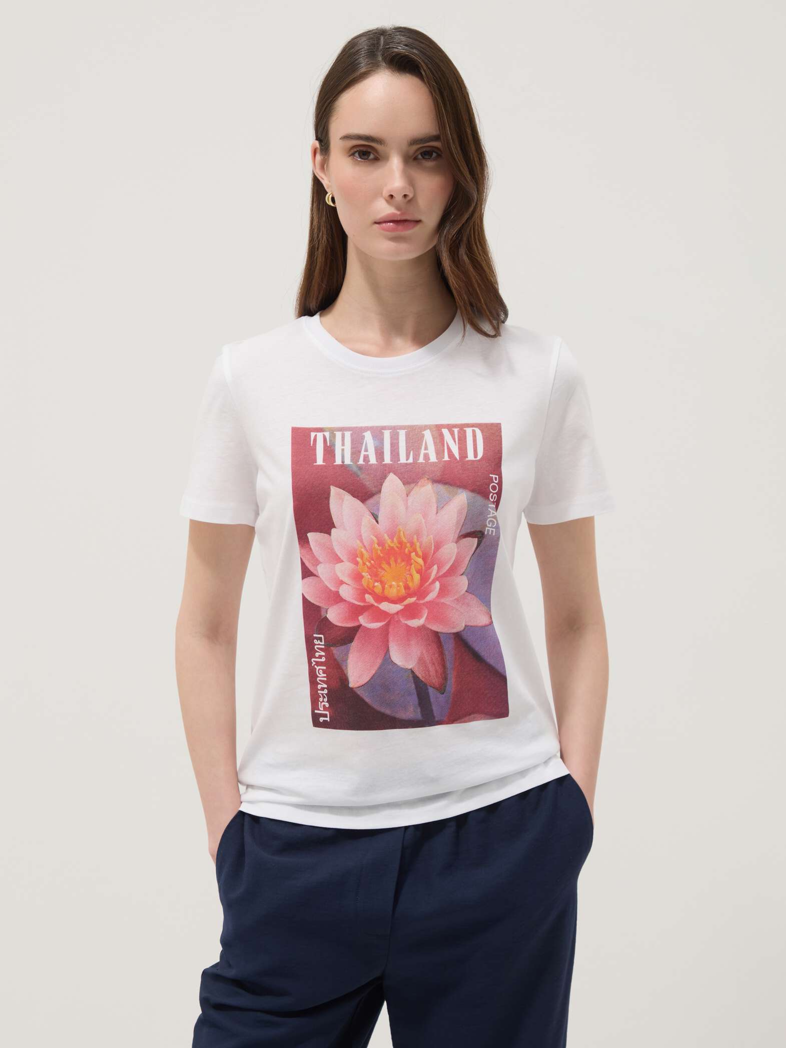 OVS White Pure Cotton T-Shirt With Floral Print