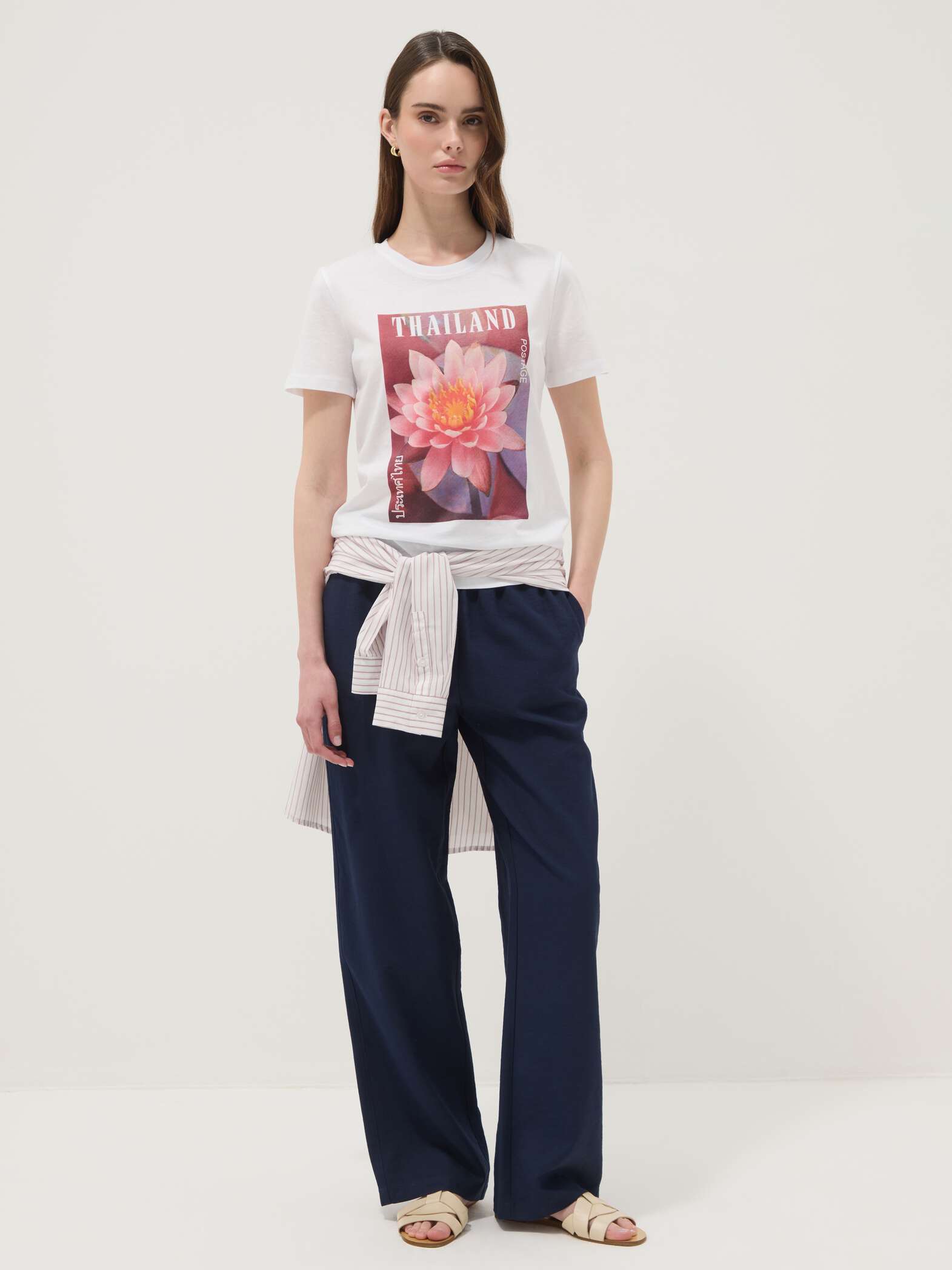 OVS White Pure Cotton T-Shirt With Floral Print