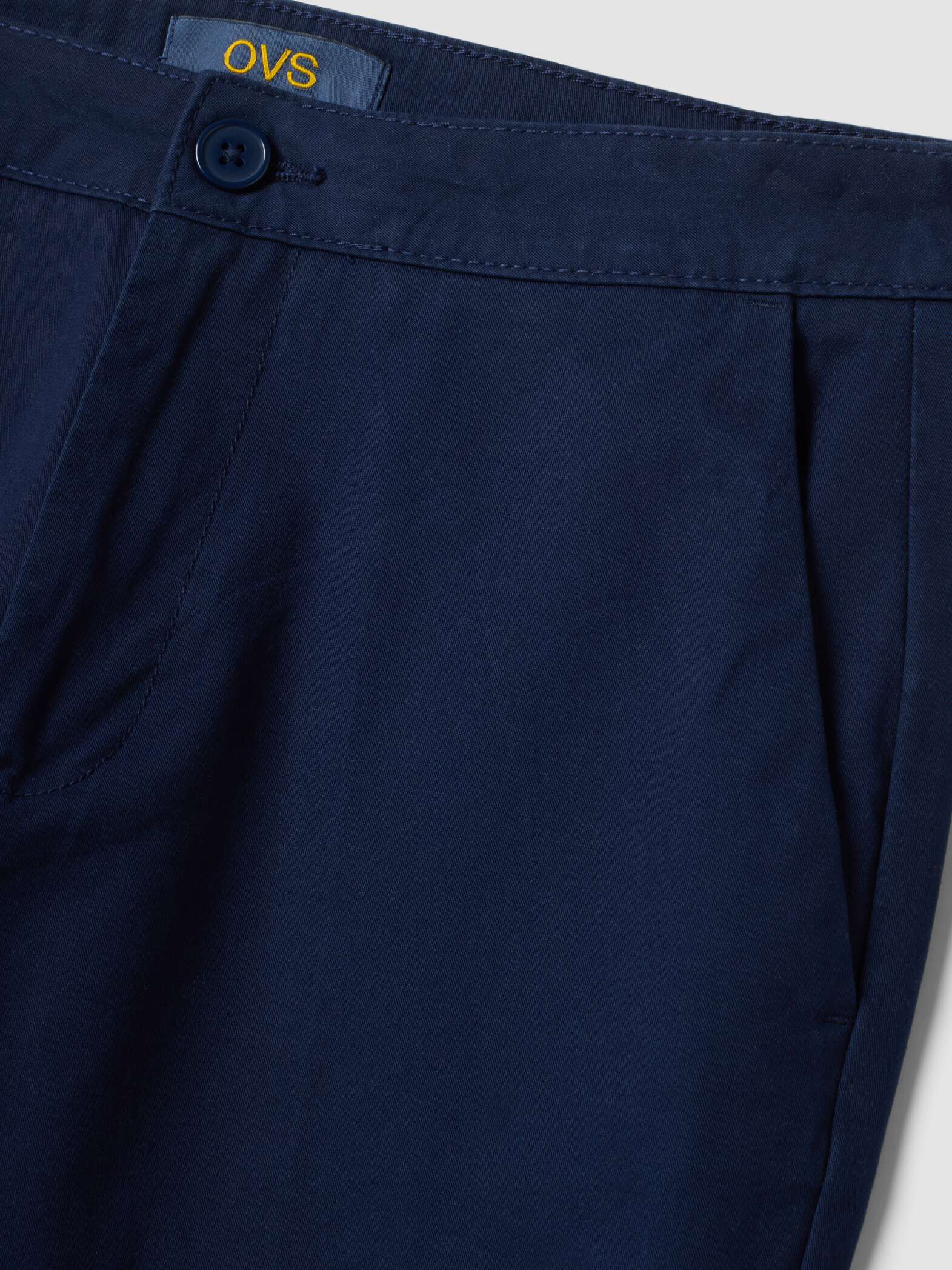 OVS Blue Regular-Fit Pure Cotton Chino Trousers