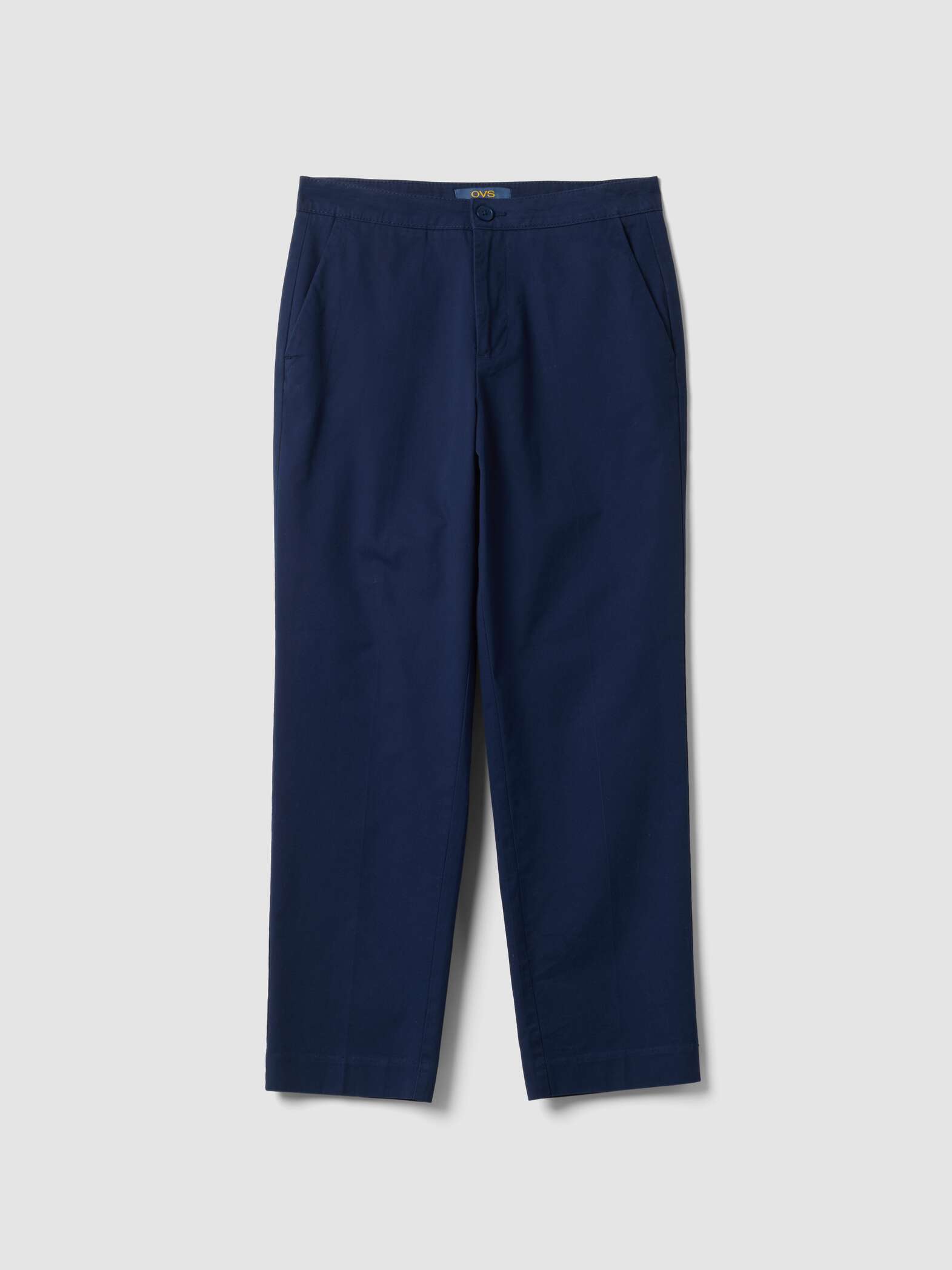OVS Blue Regular-Fit Pure Cotton Chino Trousers