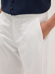 OVS White Pure Cotton Chino Trousers, Regular Fit