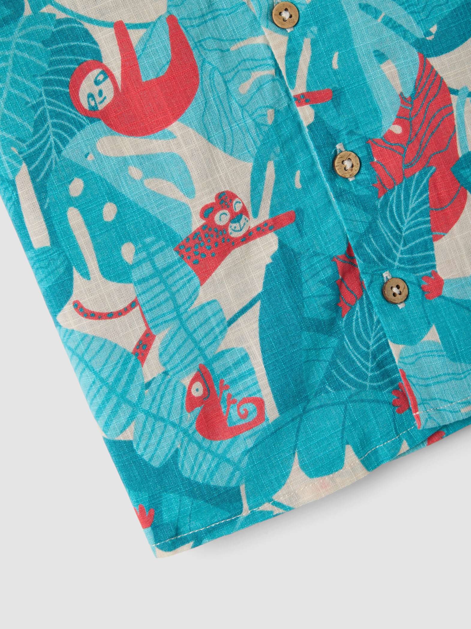 OVS Blue Pure Cotton Shirt With Tropical Print