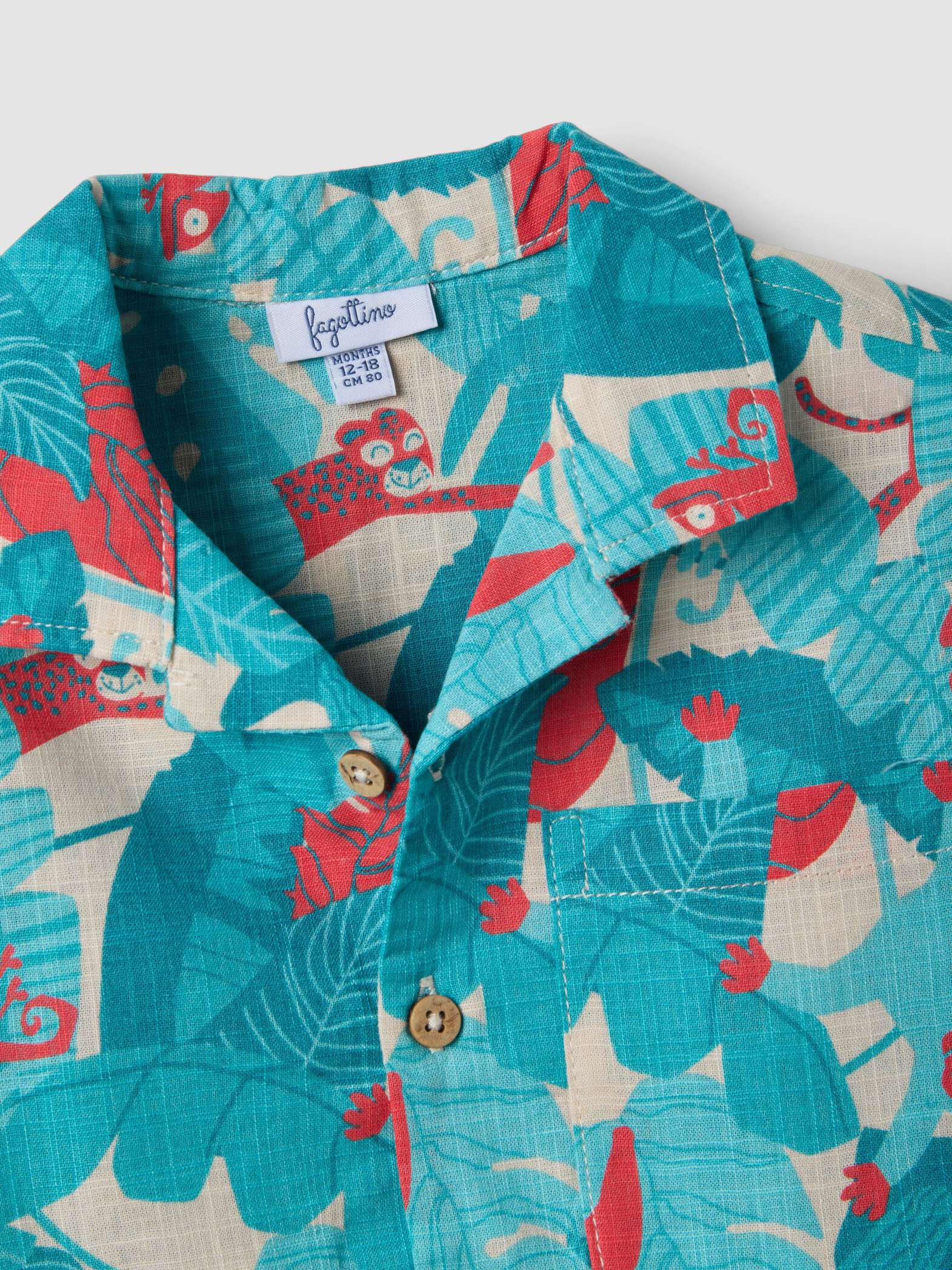 OVS Blue Pure Cotton Shirt With Tropical Print