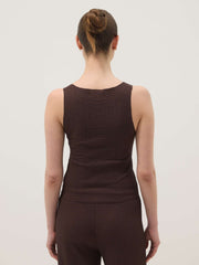 OVS Brown Textured Stretch Vest Top