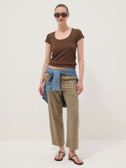OVS Brown Stretch-Fabric T-Shirt
