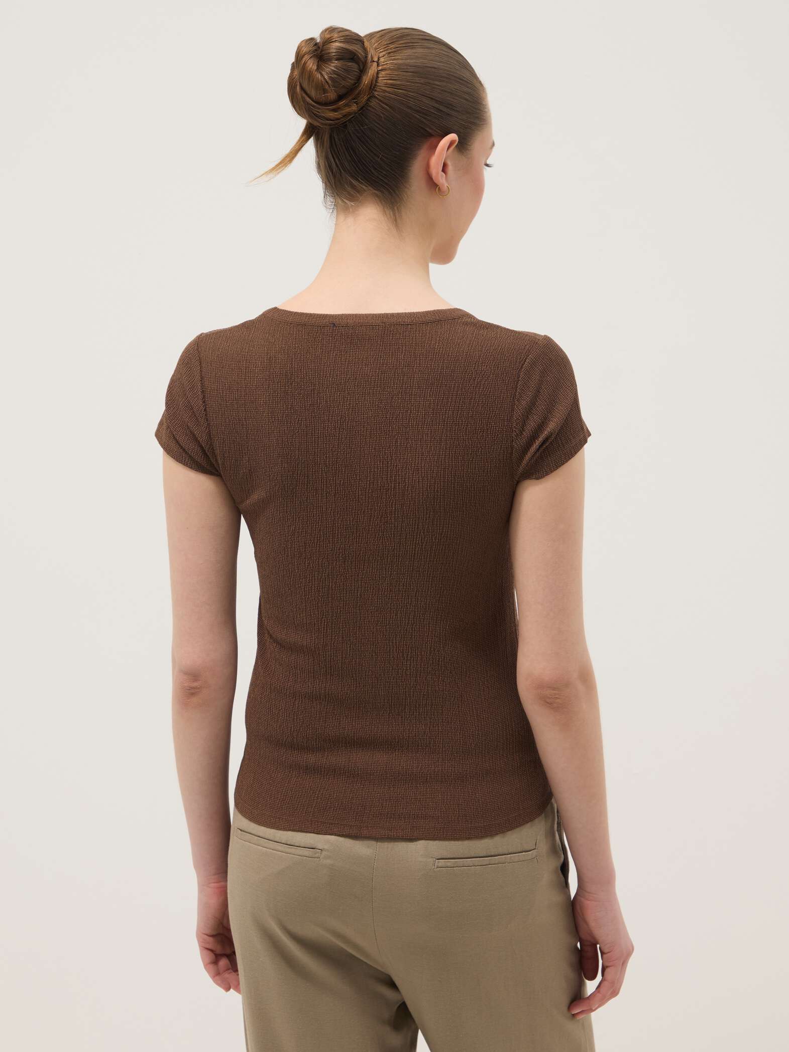 OVS Brown Stretch-Fabric T-Shirt