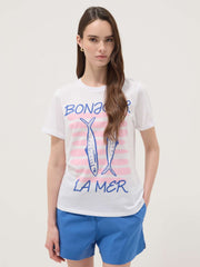 OVS White Pure Cotton T-Shirt With Front Print, Regular Fit