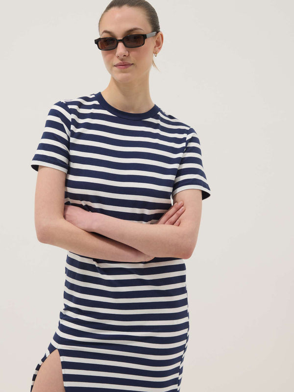 OVS Blue Striped Stretch Cotton Maxi Dress