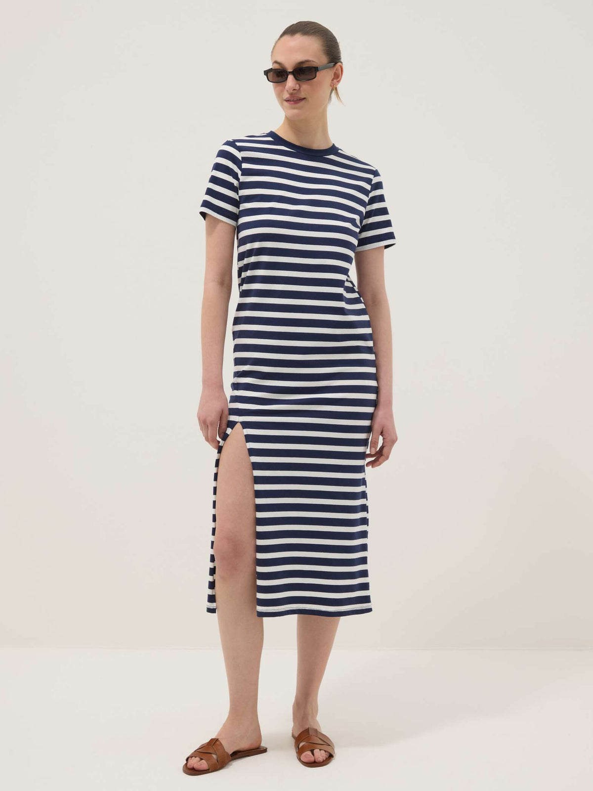 OVS Blue Striped Stretch Cotton Maxi Dress