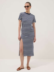 OVS Blue Striped Stretch Cotton Maxi Dress