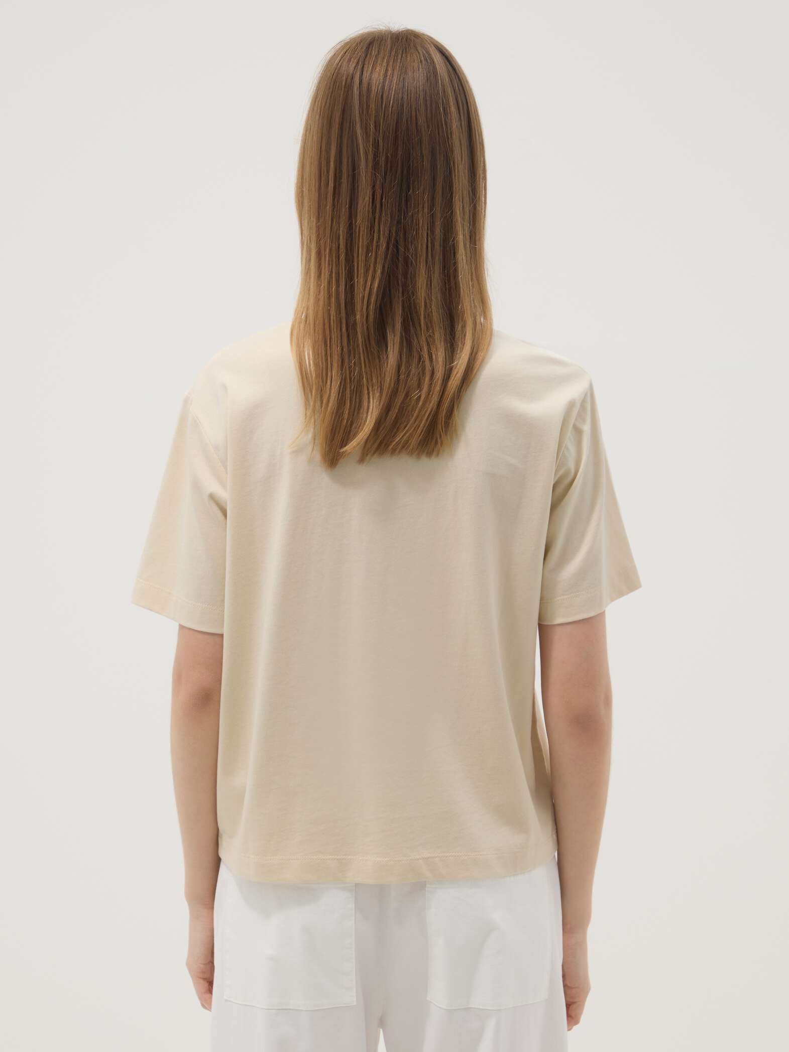 OVS Beige Short-Sleeved Pure Cotton T-Shirt With Embroidery