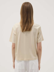 OVS Beige Short-Sleeved Pure Cotton T-Shirt With Embroidery