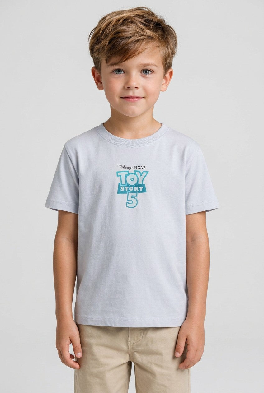 OVS Grey Pure Cotton Toy Story Graphic T-Shirt For Boys