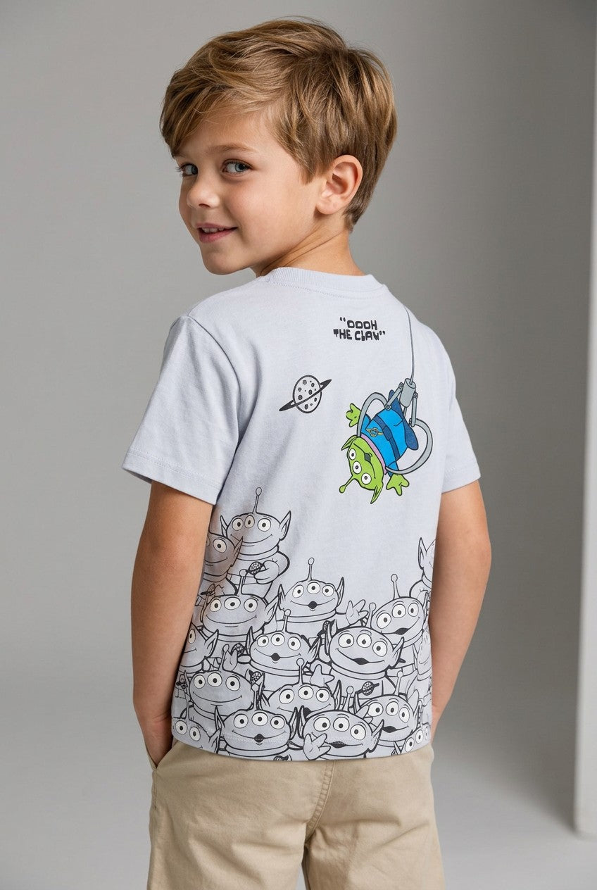 OVS Grey Pure Cotton Toy Story Graphic T-Shirt For Boys
